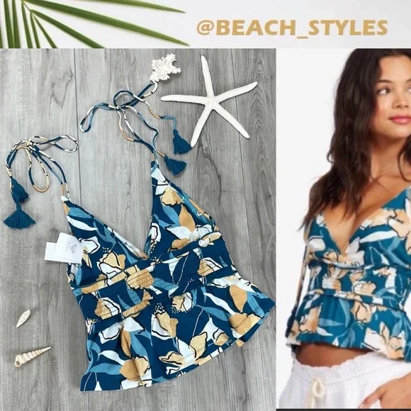 🔆ROXY🔆SIMPLE BLOSSOM PRINT TOP - Picture 1 of 15